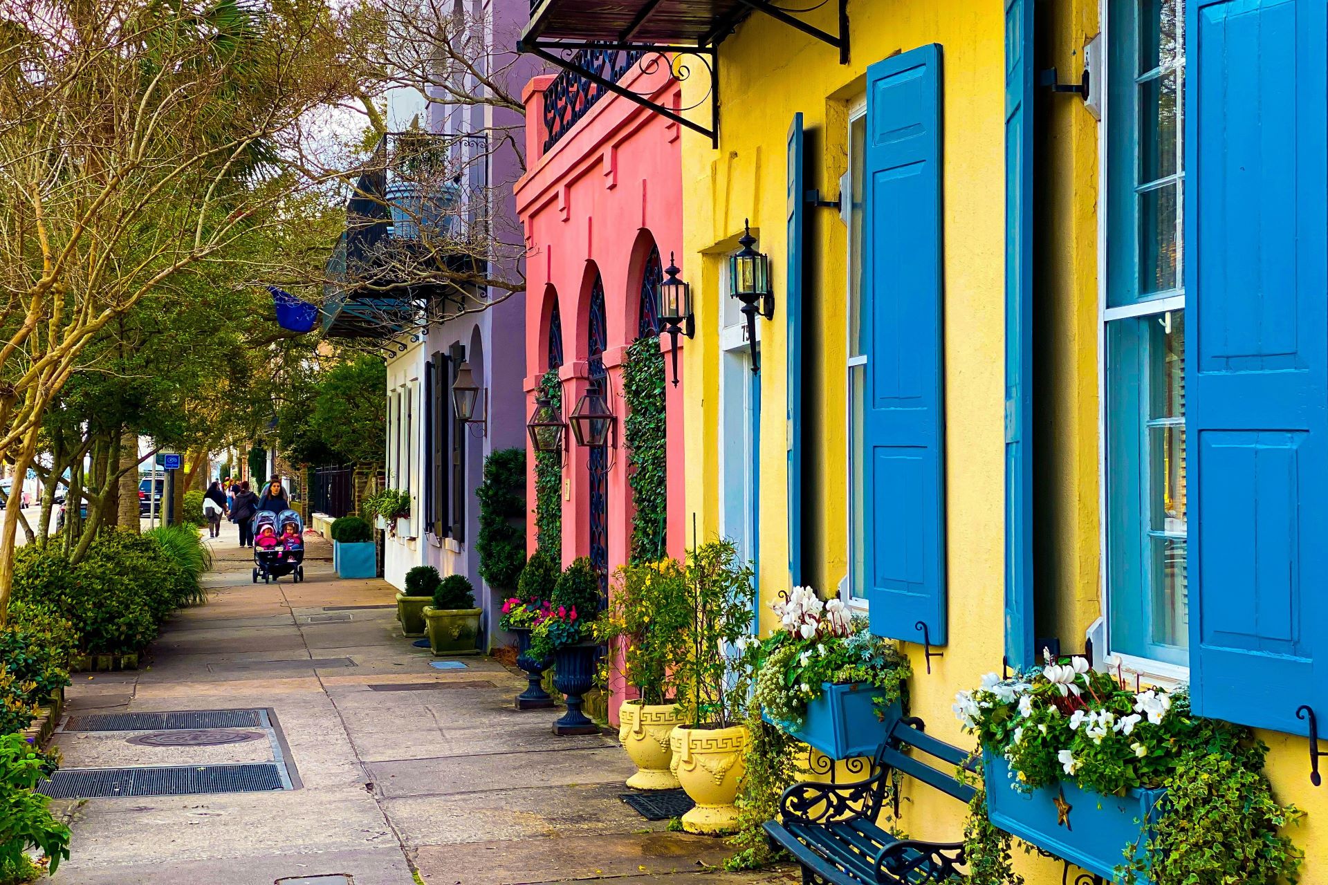 Colorful townhomes in Charleston, SC