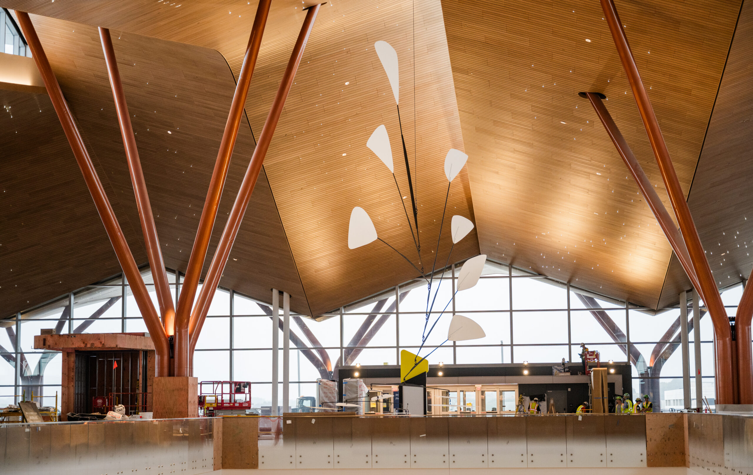 Alexander Calder’s iconic mobile, “Pittsburgh” hangs above the new PIT terminal atrium.